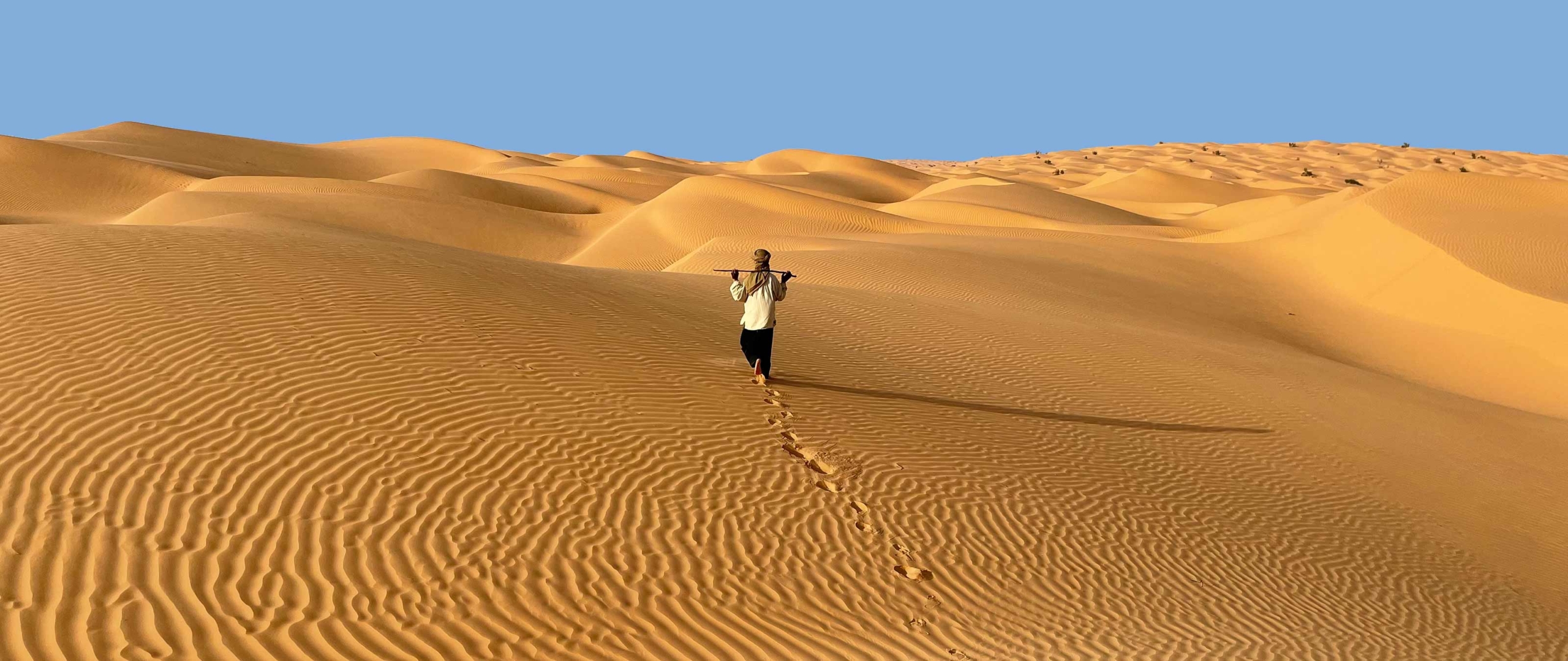 Nomade geht durch die Sahara